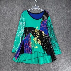 Seven Waves Brazilian Multi Media Artsy Art To Wear Tunic Top Women’s Small